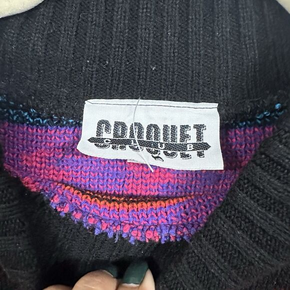 VTG Croquet Club Womens Sz L Geometric 80s 90s Retro Sweater Granny Core USA - Picture 6 of 7